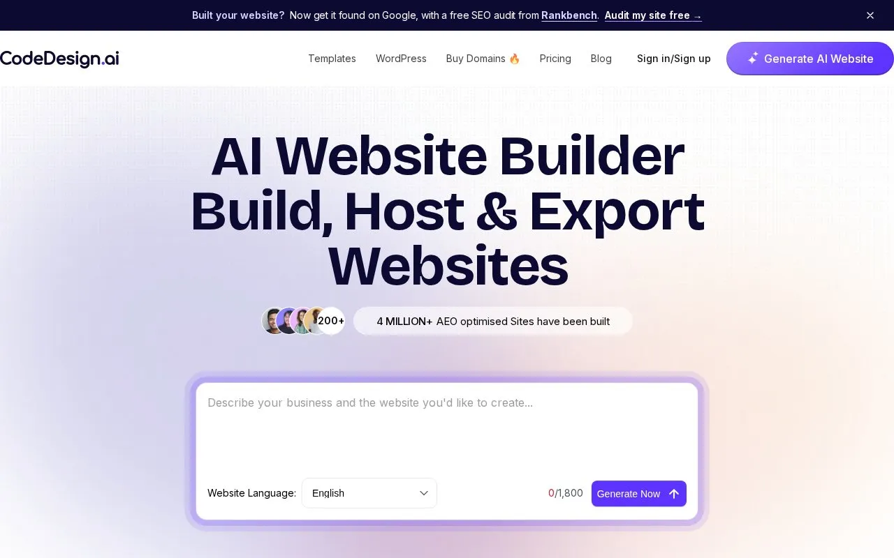 CodeDesign.ai homepage screenshot