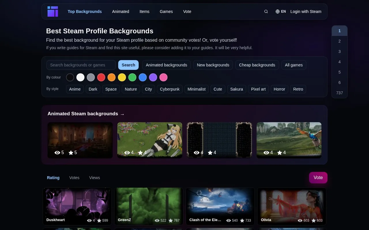 Backgrounds.Gallery homepage screenshot