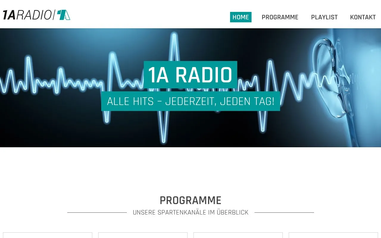 1a Radio homepage screenshot
