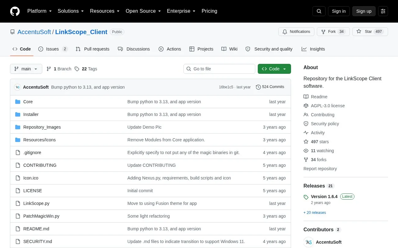 LinkScope homepage screenshot