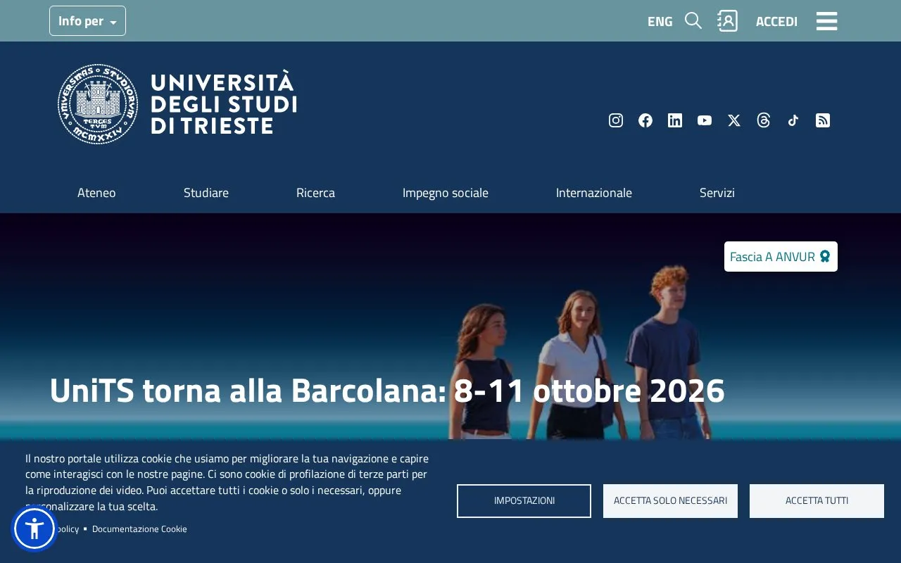 Universita degli Studi di Trieste homepage screenshot