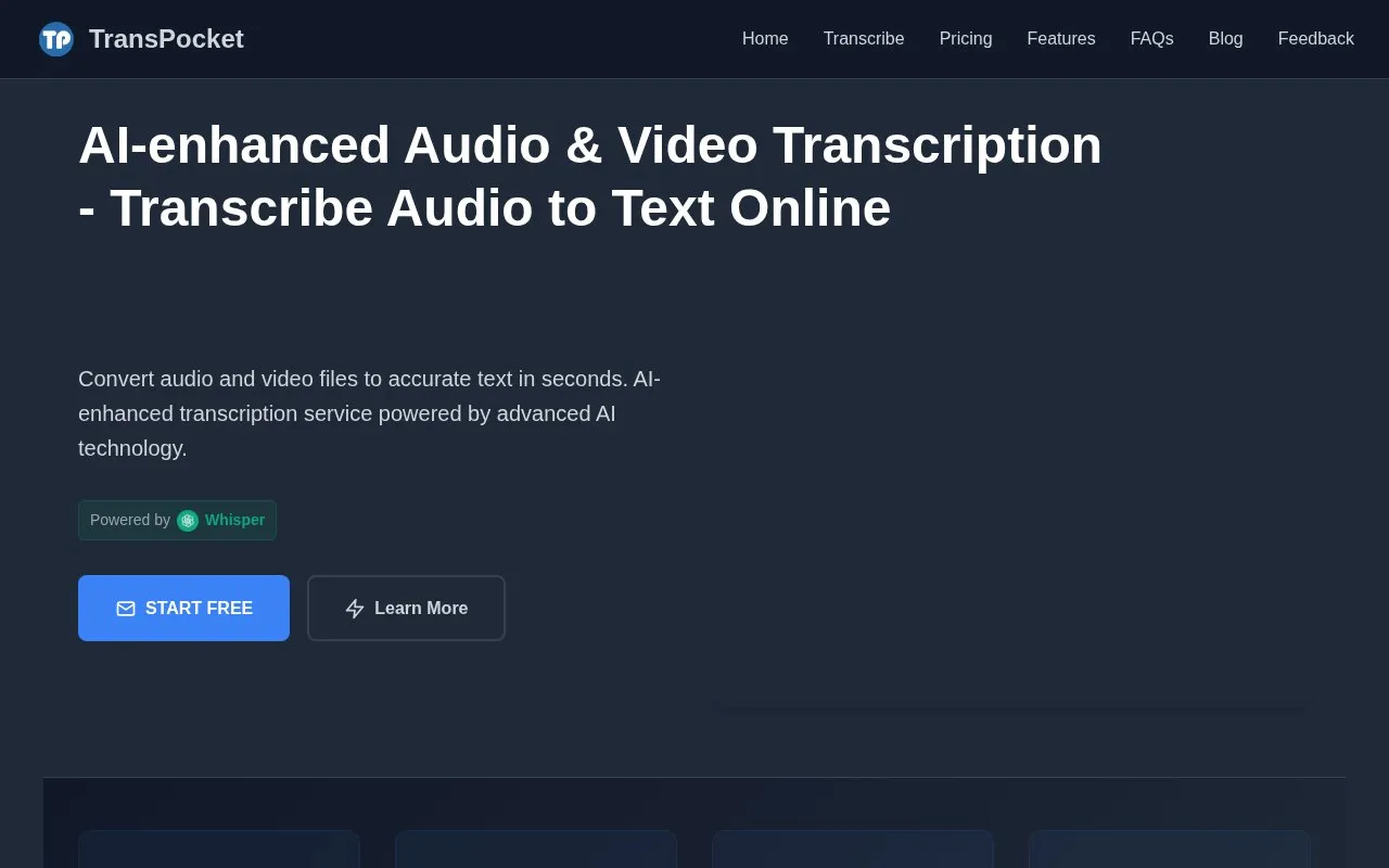 TransPocket homepage screenshot