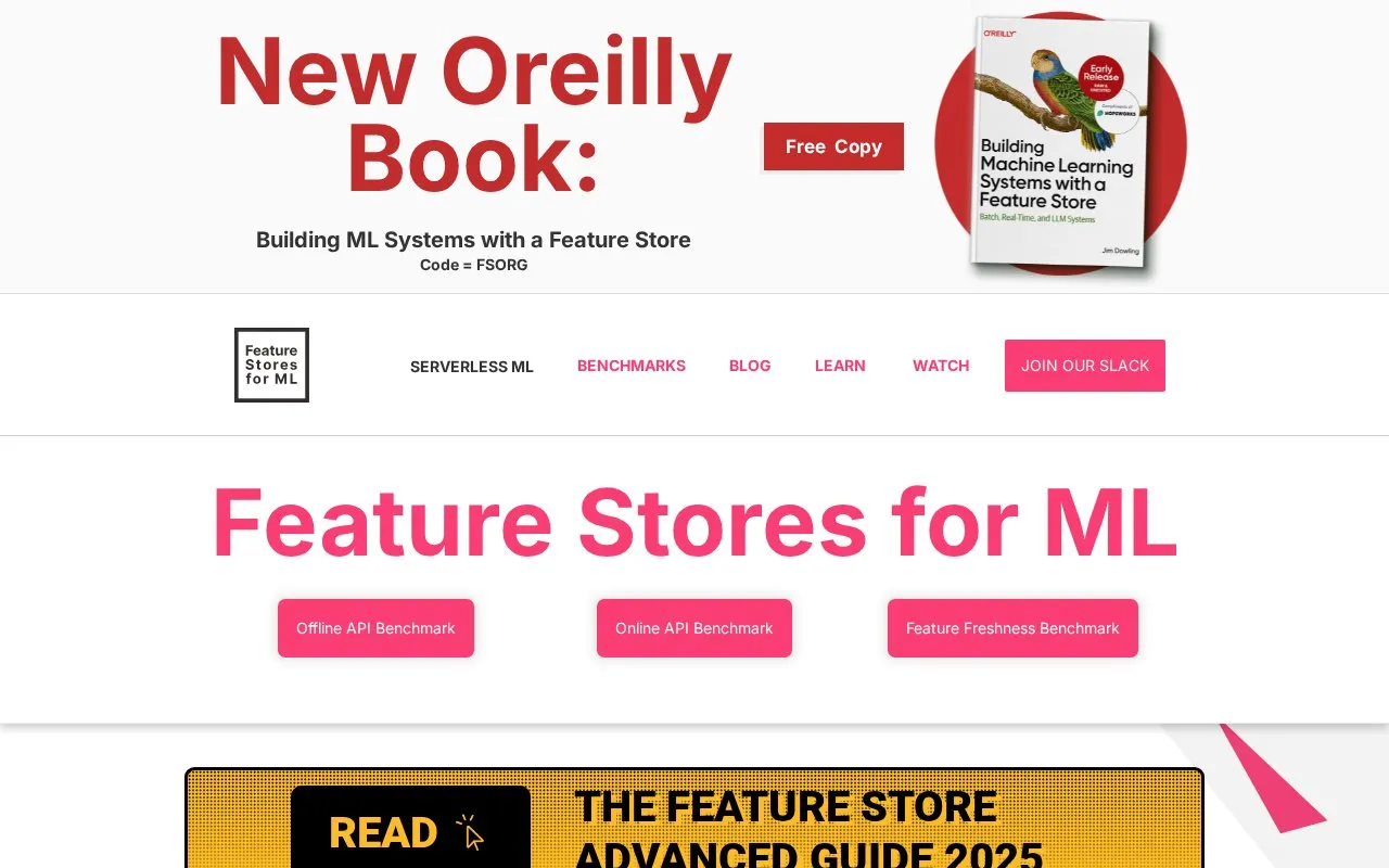 Feature Stores for ML homepage screenshot