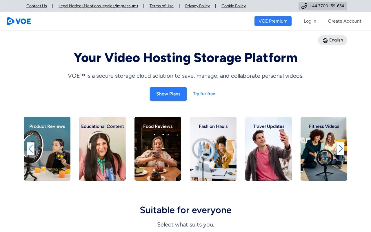 VOE homepage screenshot