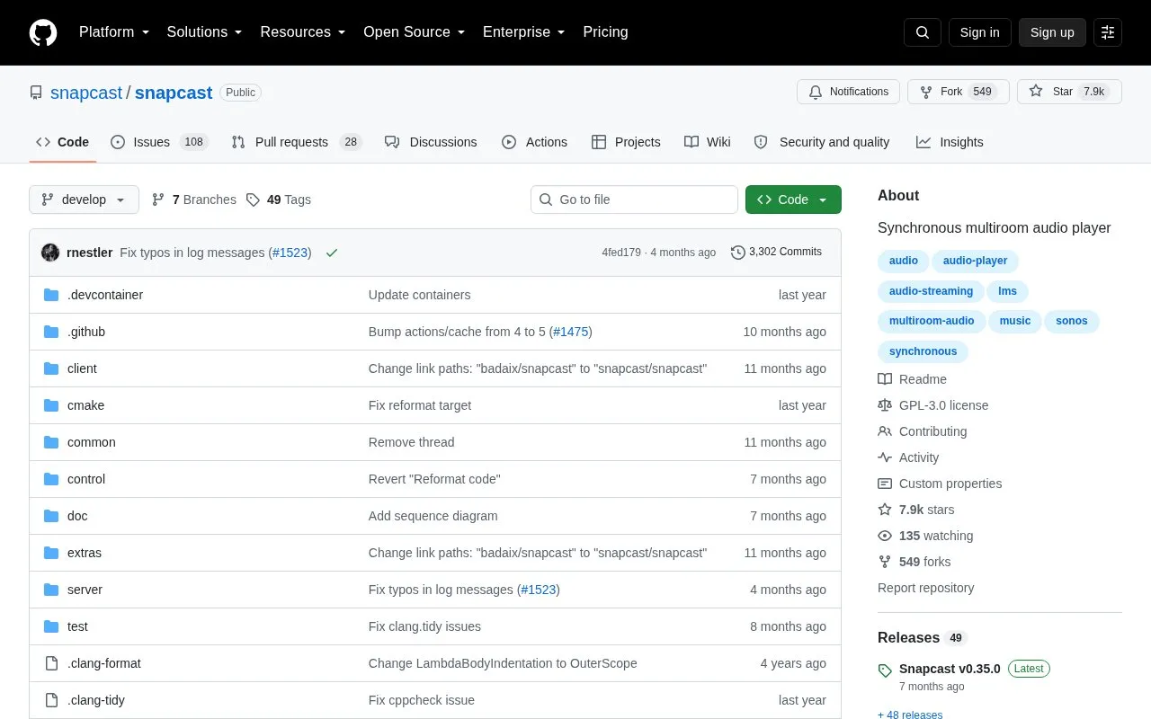 SnapCast homepage screenshot