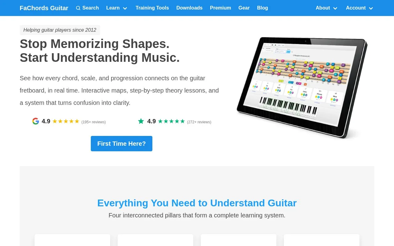 FAChords homepage screenshot