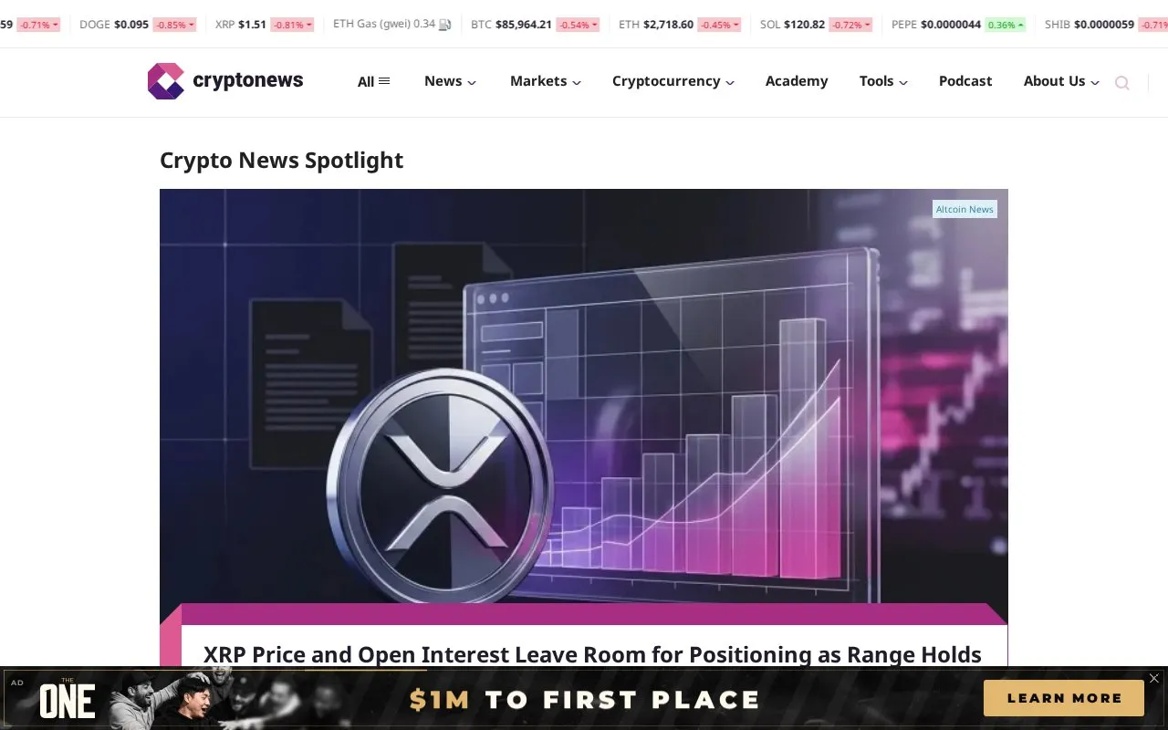 Cryptonews homepage screenshot