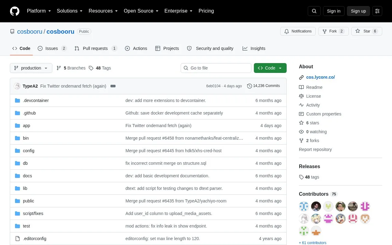Cosbooru homepage screenshot