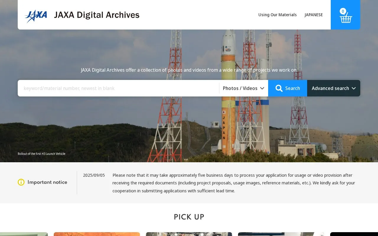 Images / Videos homepage screenshot