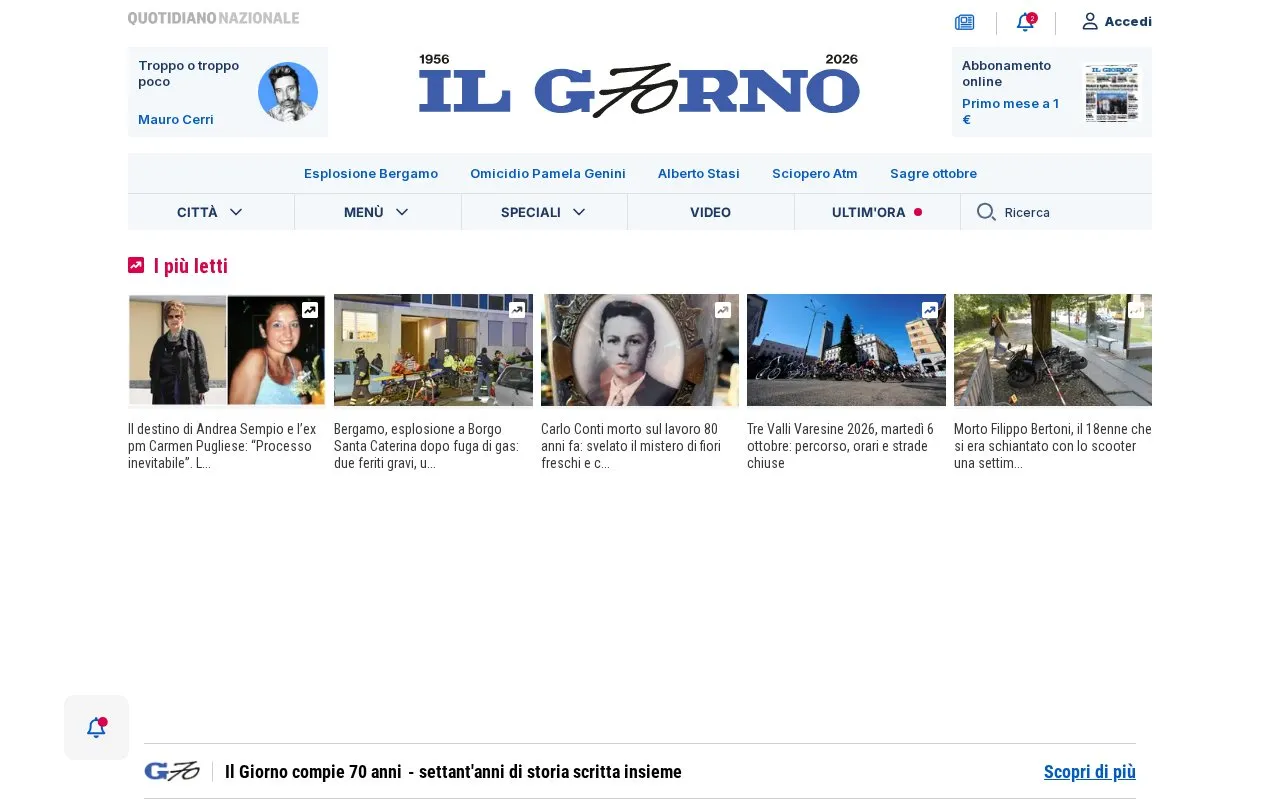 Il Giorno homepage screenshot