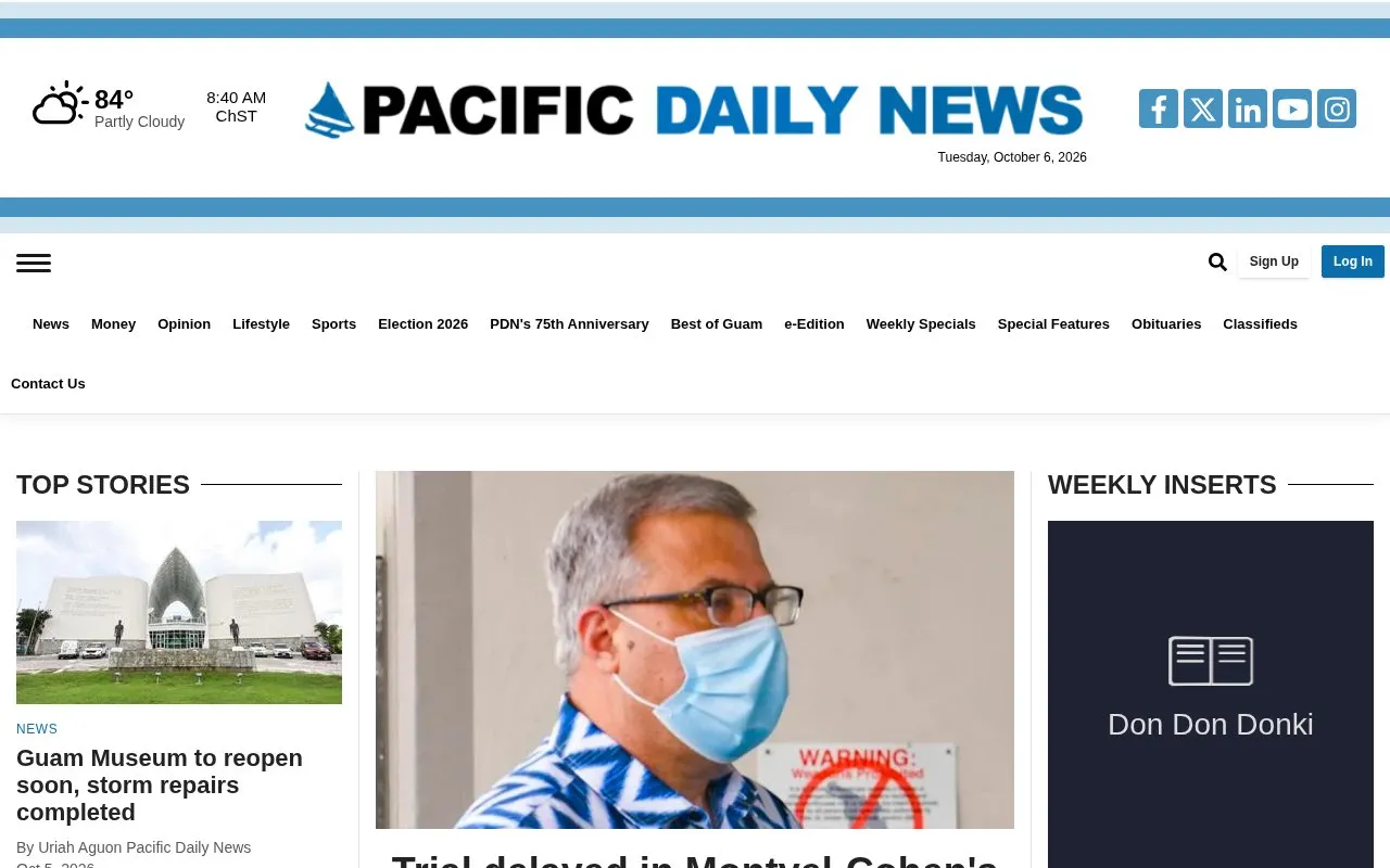 Pacific Daily News homepage screenshot