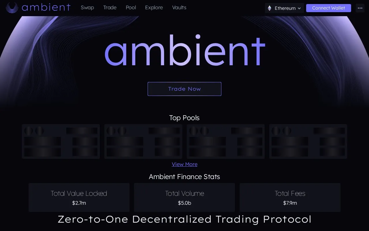 Ambient homepage screenshot
