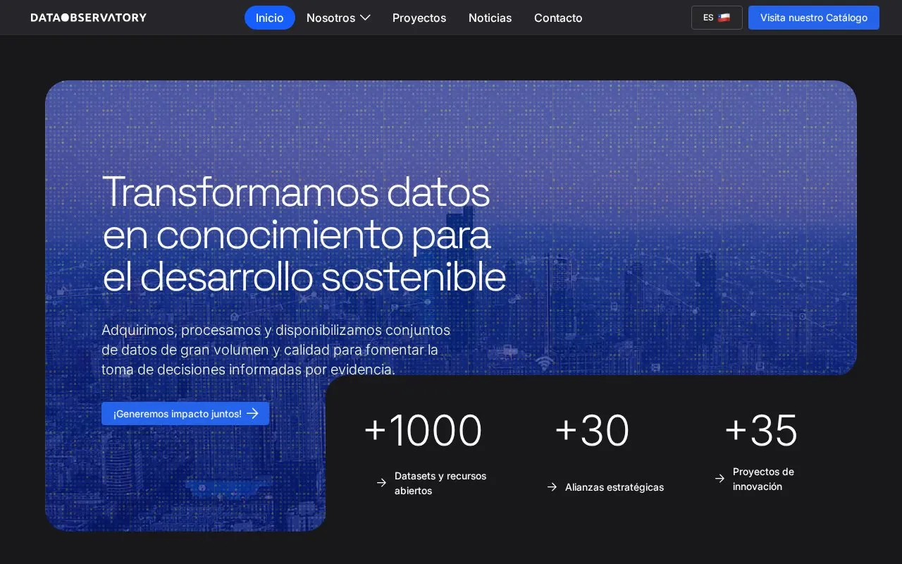 Data Observatory homepage screenshot