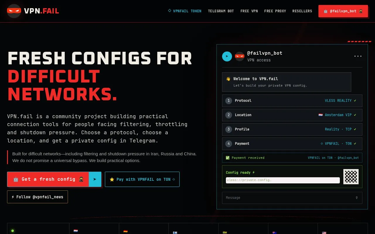 VPN.fail homepage screenshot
