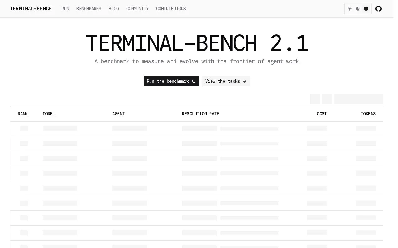 TERMINAL-BENCH homepage screenshot