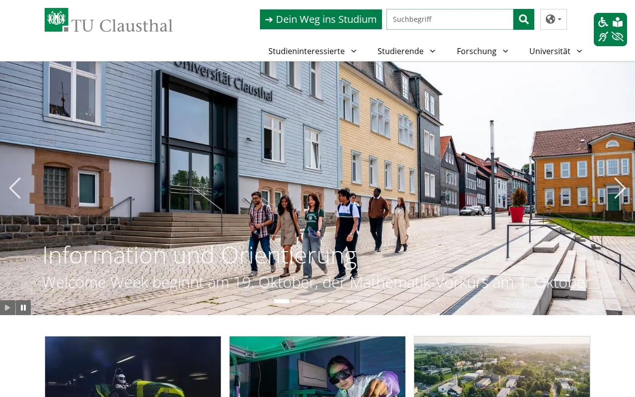 Technische Universitat Clausthal homepage screenshot