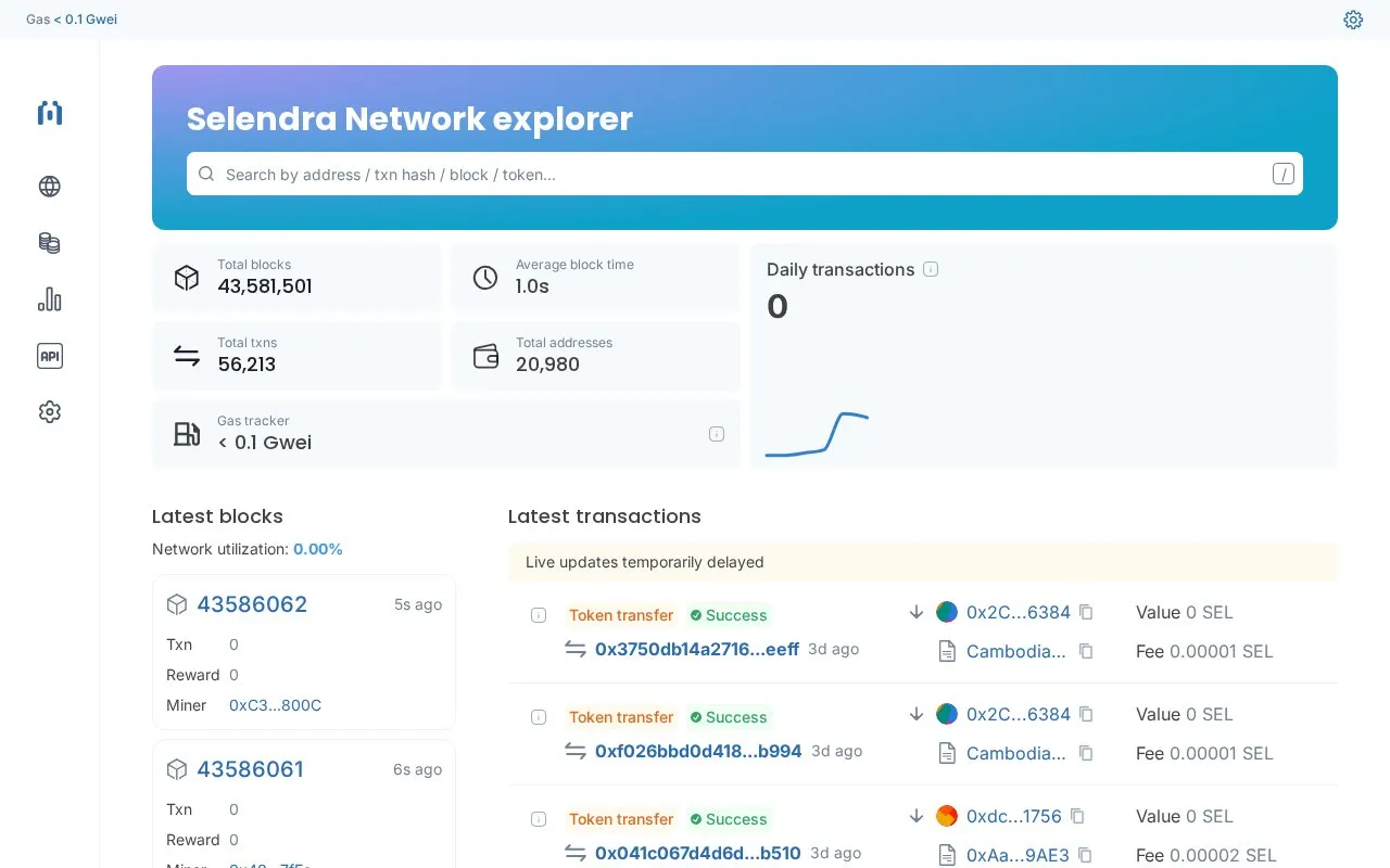 Selendra Network Mainnet — Selendra Portal homepage screenshot