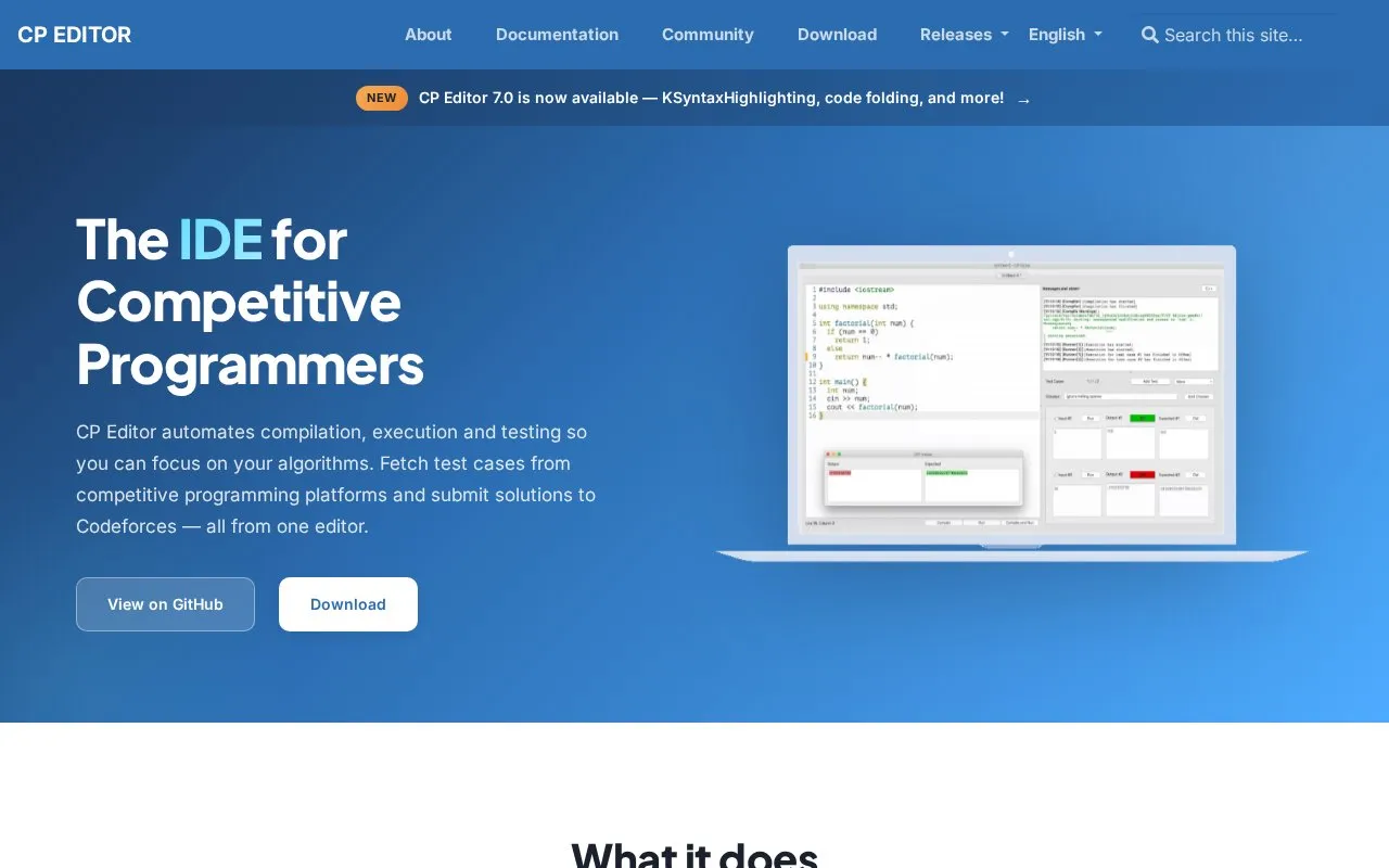 Competitive Editor homepage screenshot