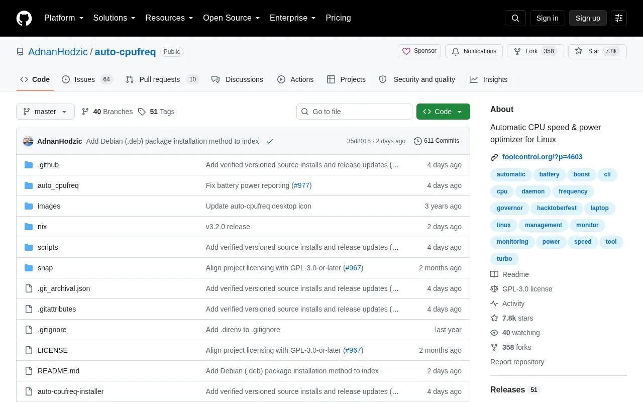 auto-cpufreq homepage screenshot