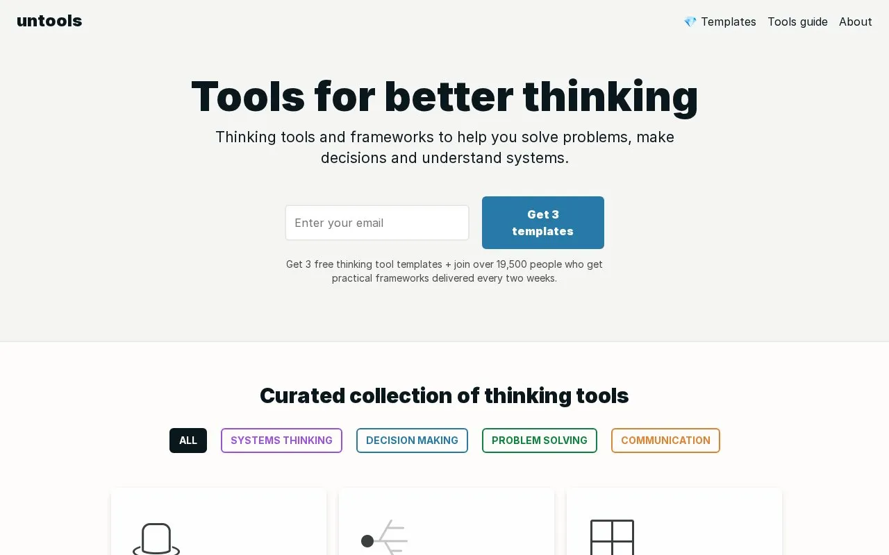 Untools homepage screenshot