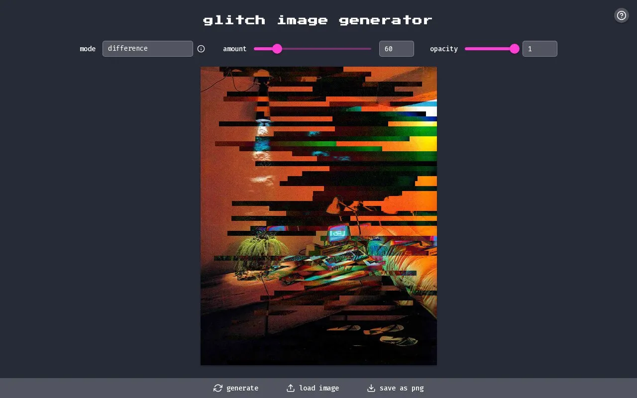 GlitchyImage homepage screenshot