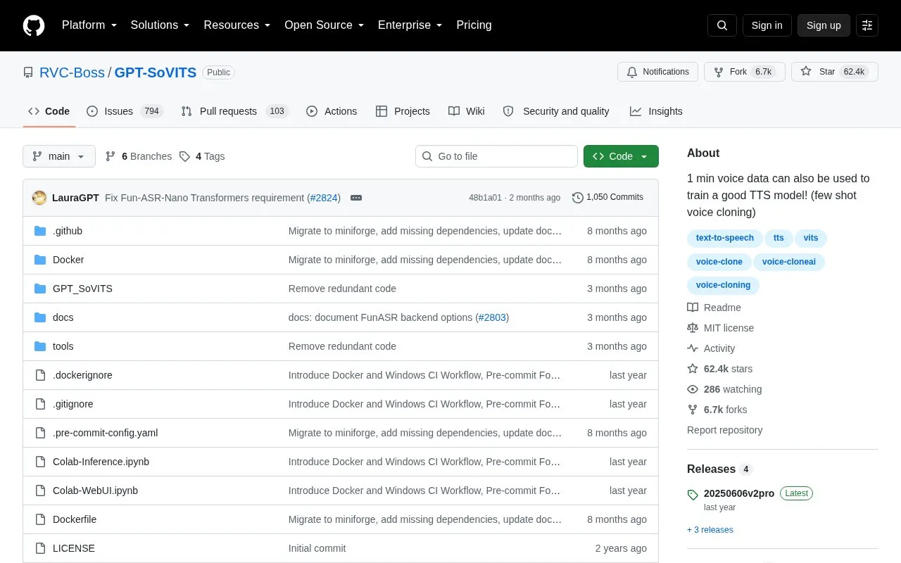GPT-SoVITS homepage screenshot
