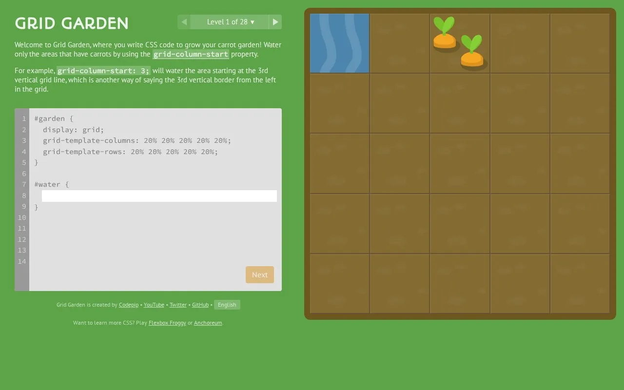Grid Garden homepage screenshot