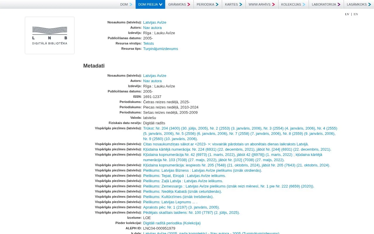 Latvijas Avīze homepage screenshot