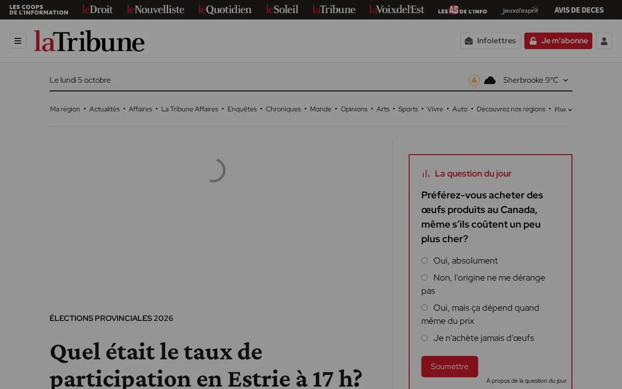 La Tribune homepage screenshot