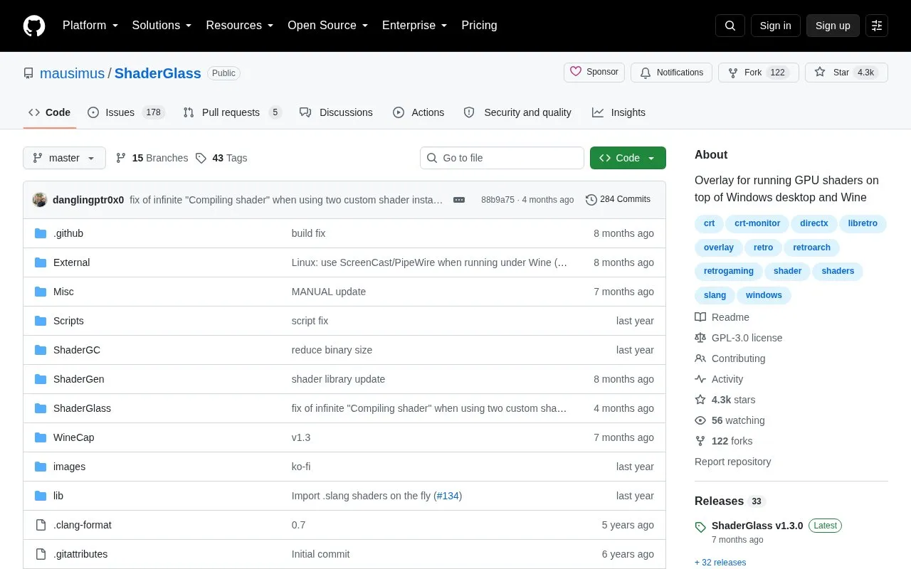 ShaderGlass homepage screenshot