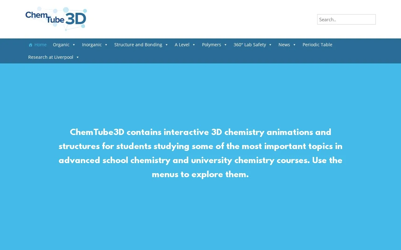 ChemTube3D homepage screenshot