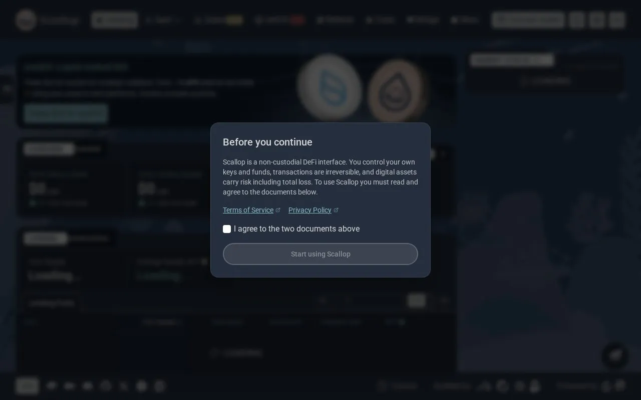 Scallop Lend homepage screenshot