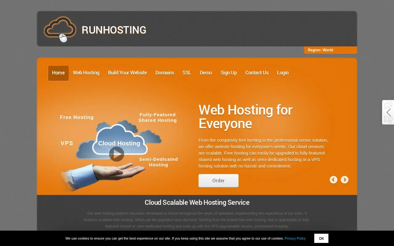 RUNHOSTING homepage screenshot