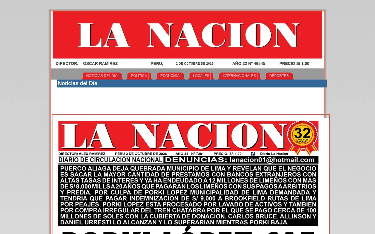 La Nación homepage screenshot
