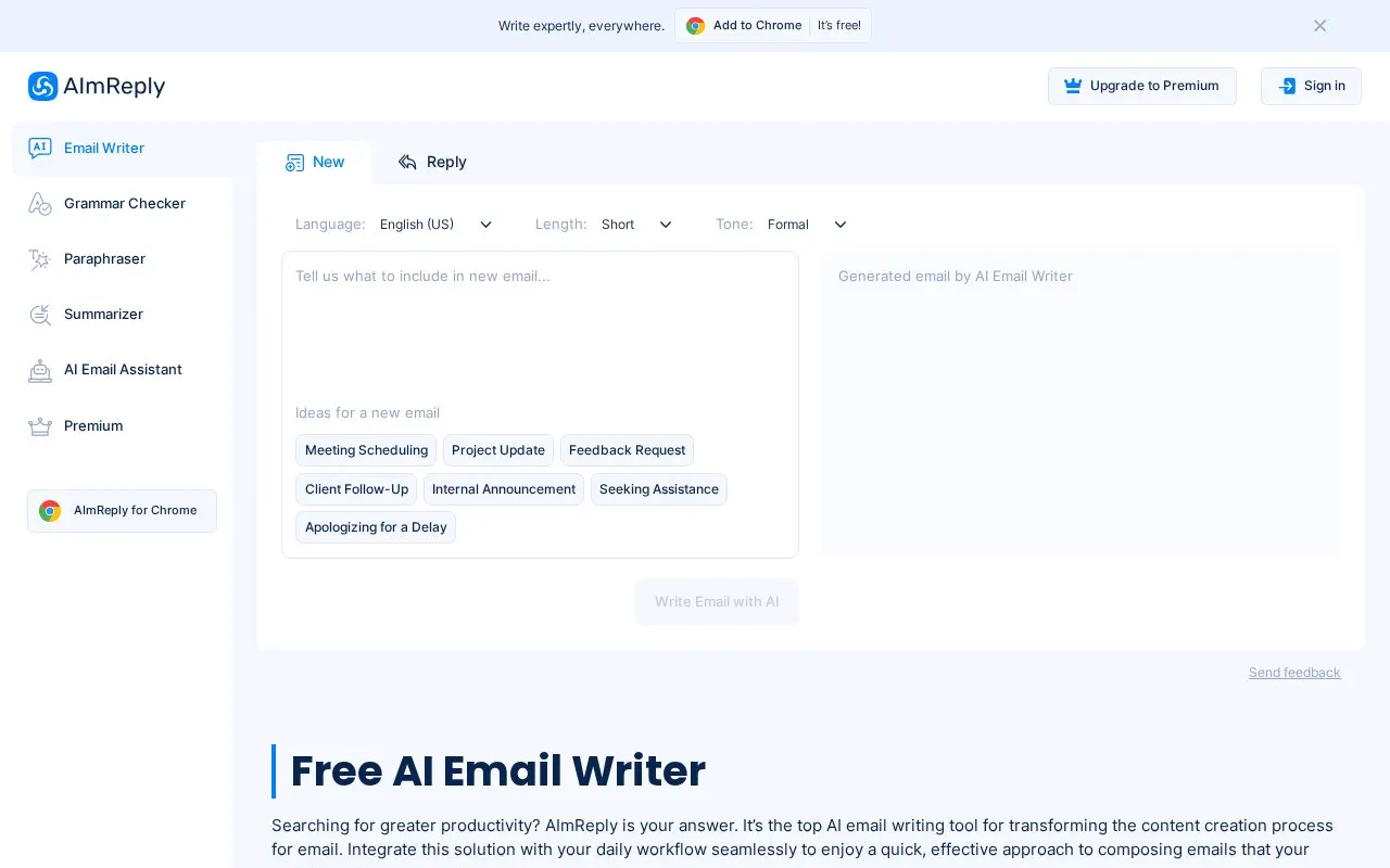 AImReply homepage screenshot
