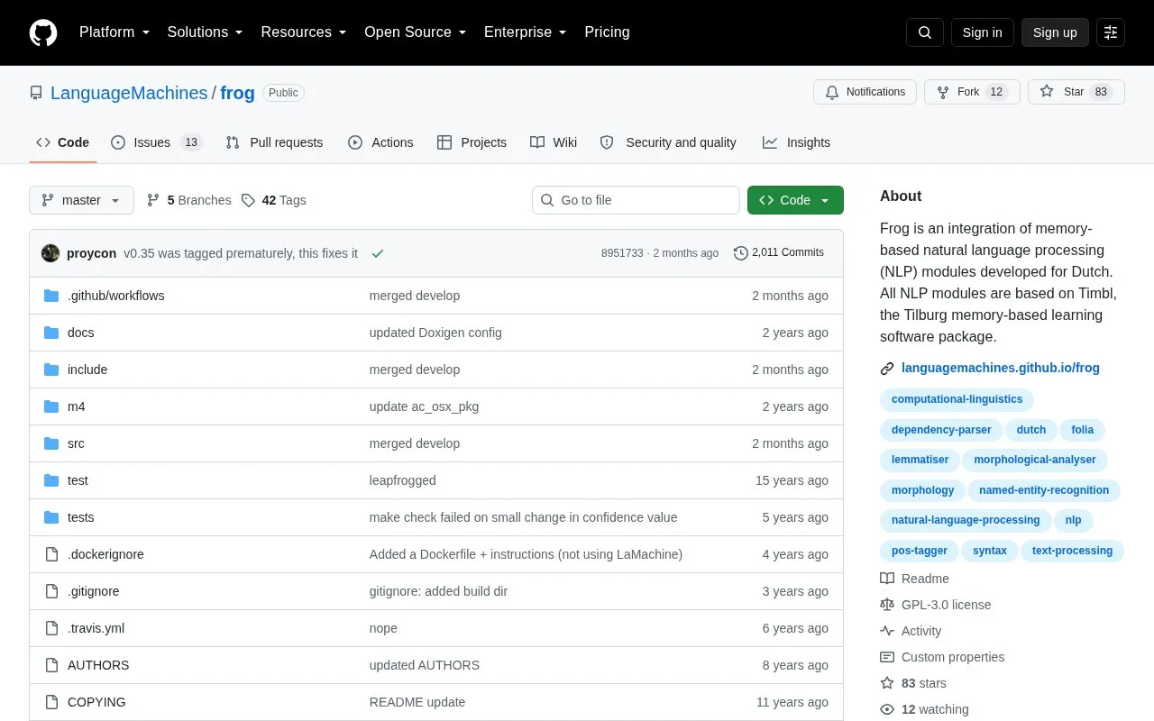 frog homepage screenshot