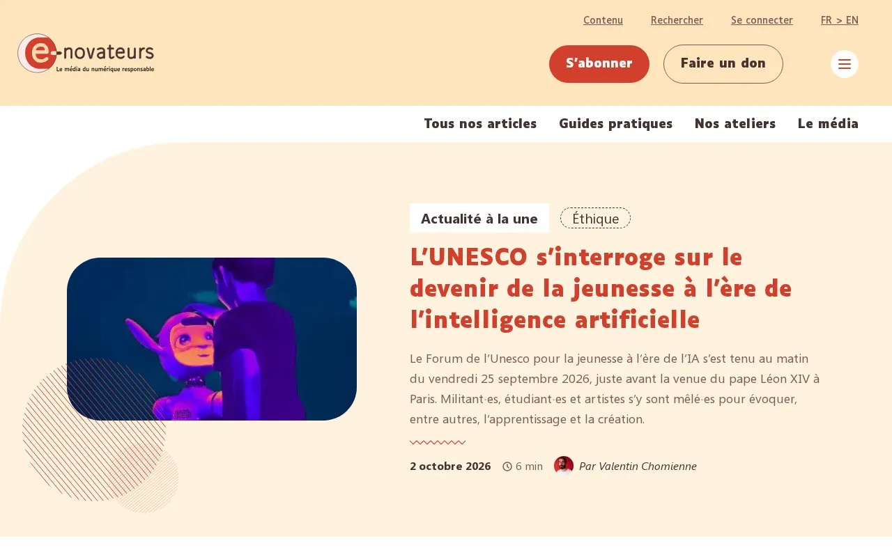 Les e-novateurs homepage screenshot