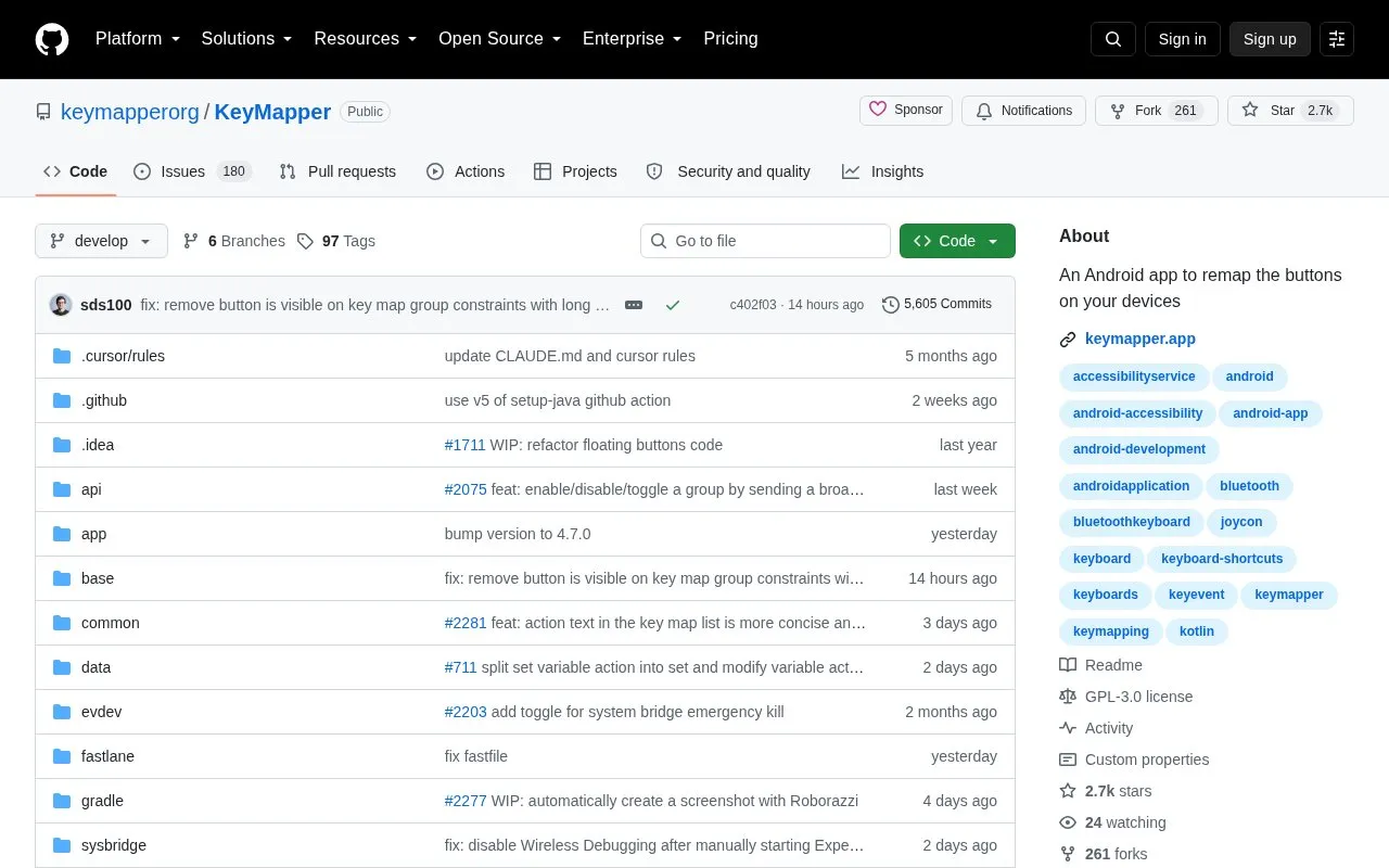KeyMapper homepage screenshot