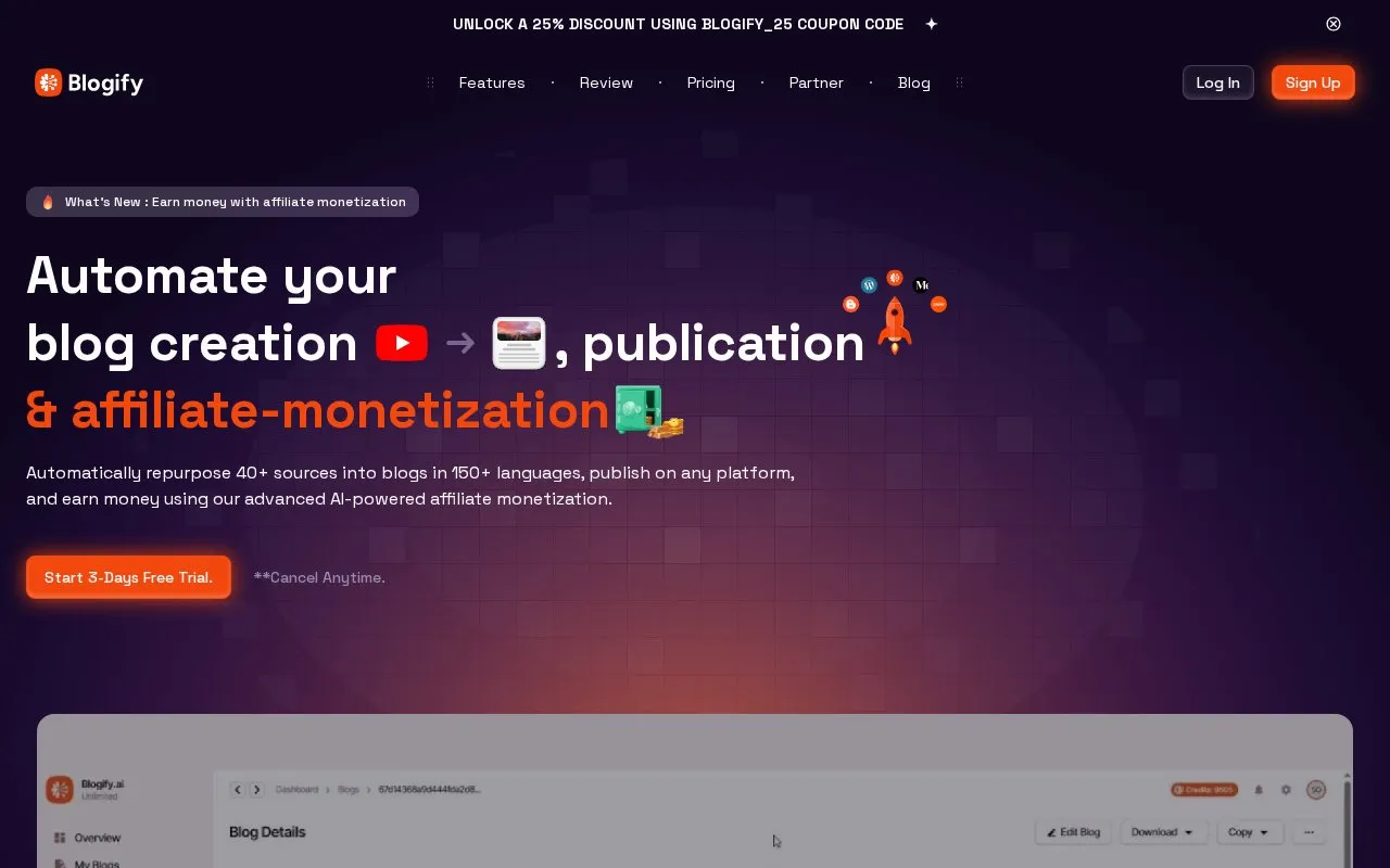 Blogify homepage screenshot