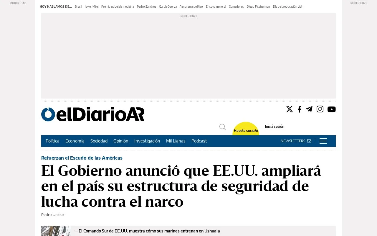 elDiarioAR homepage screenshot