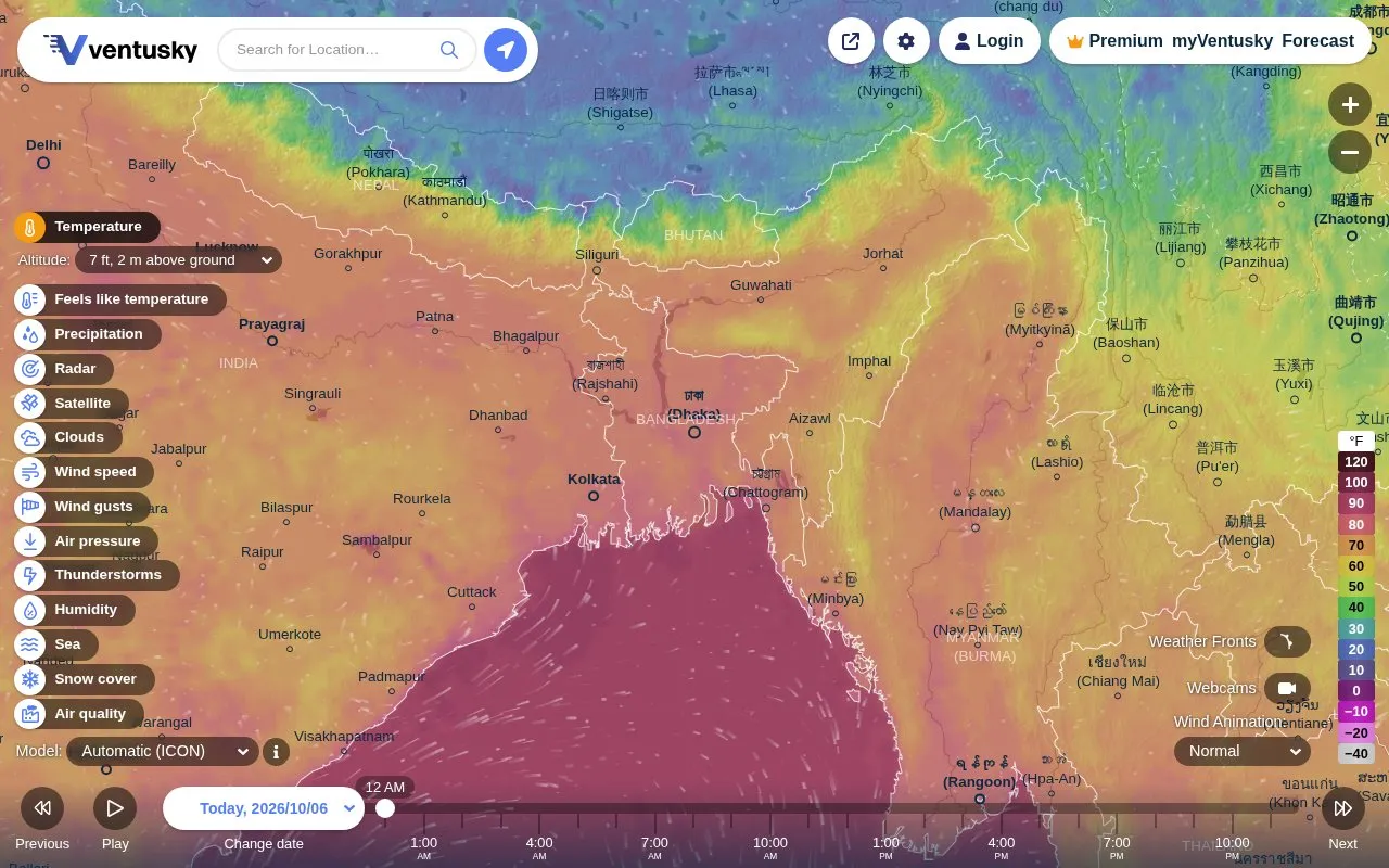 Ventusky homepage screenshot