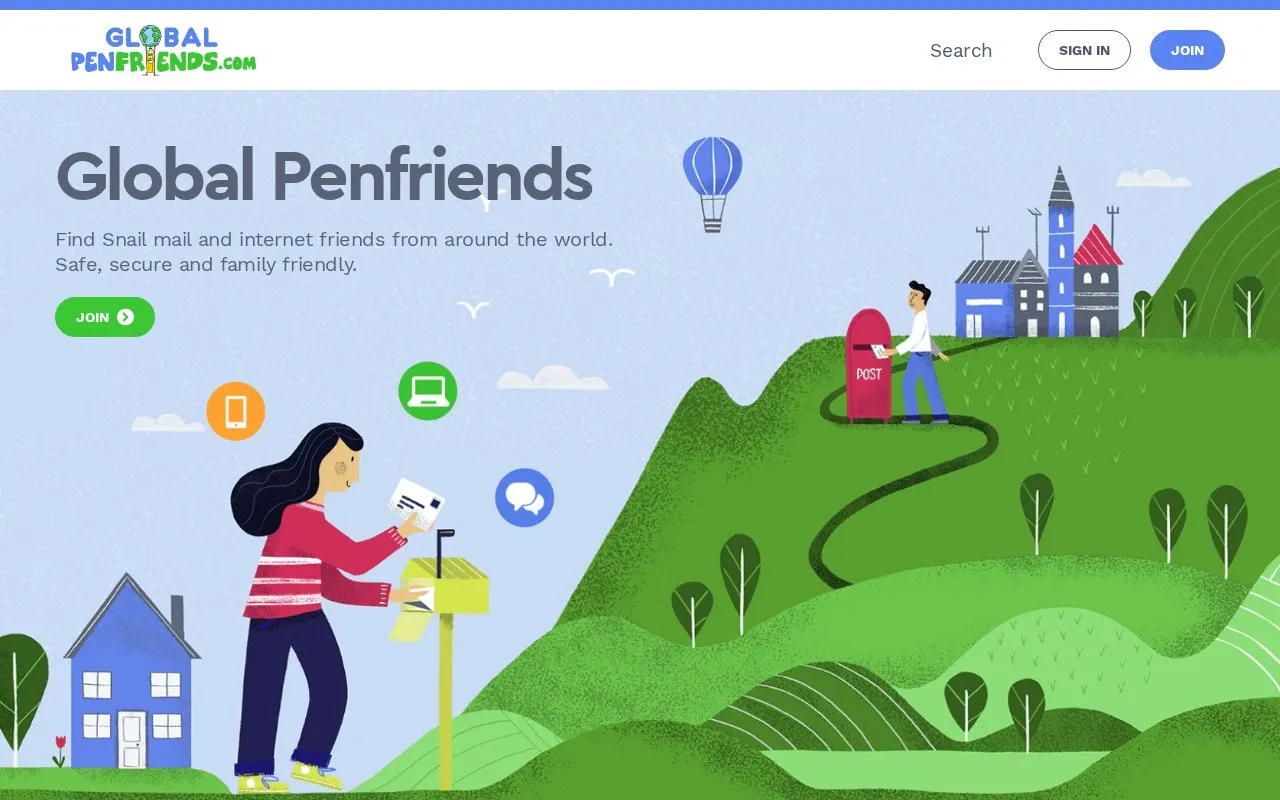 GlobalPenFriends homepage screenshot