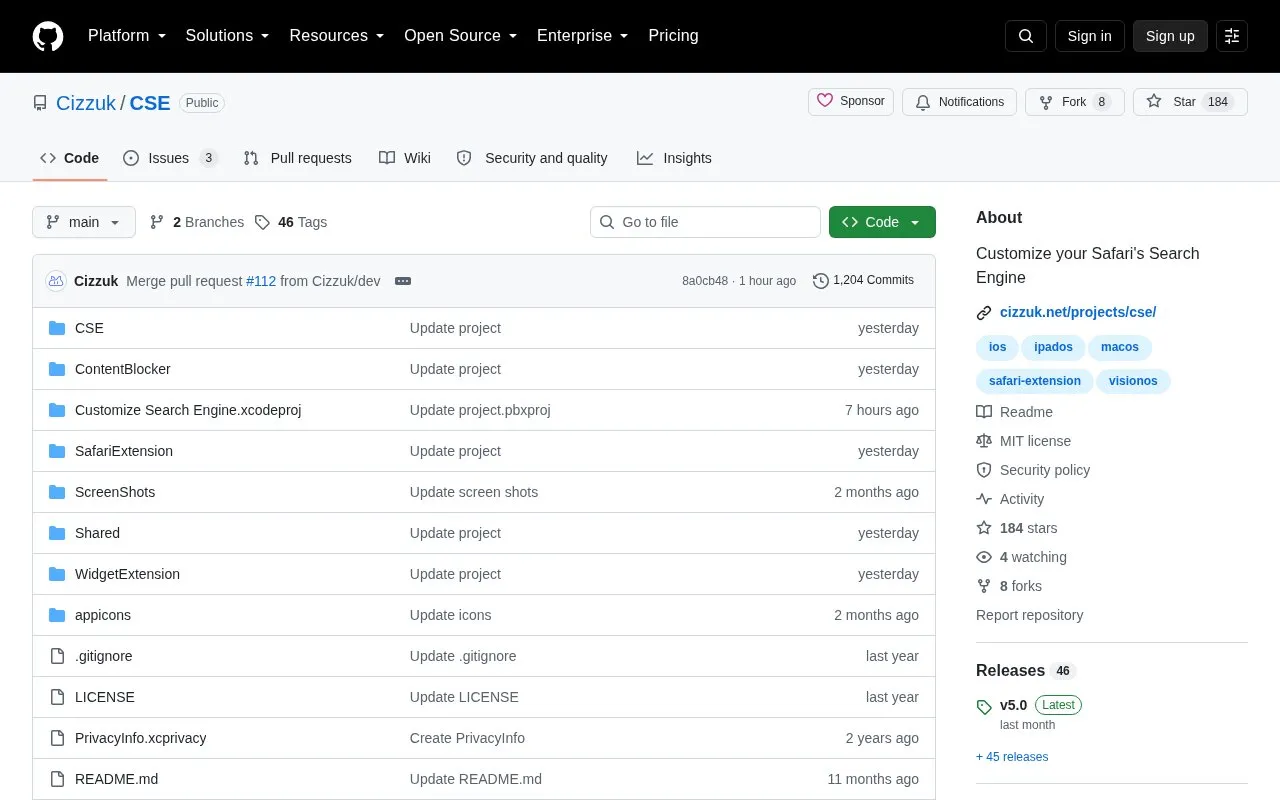 Cse homepage screenshot