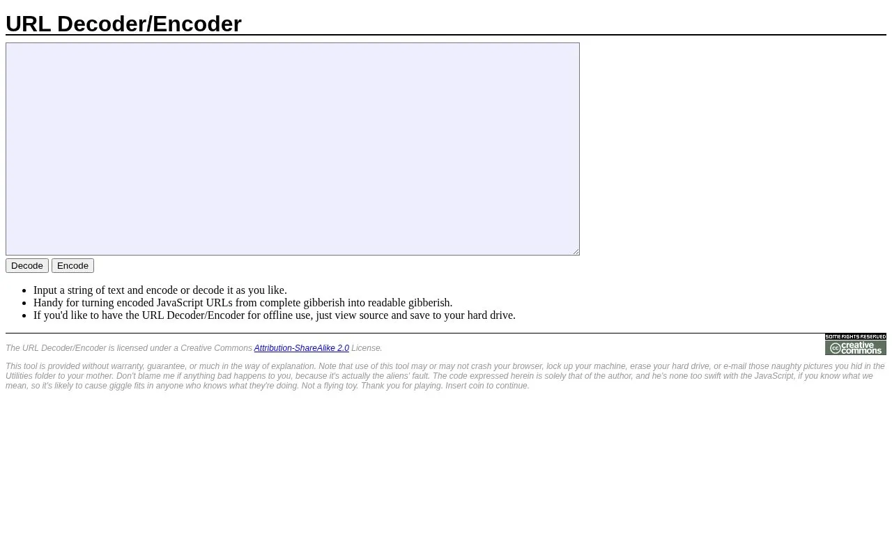URL Decoder/Encoder homepage screenshot