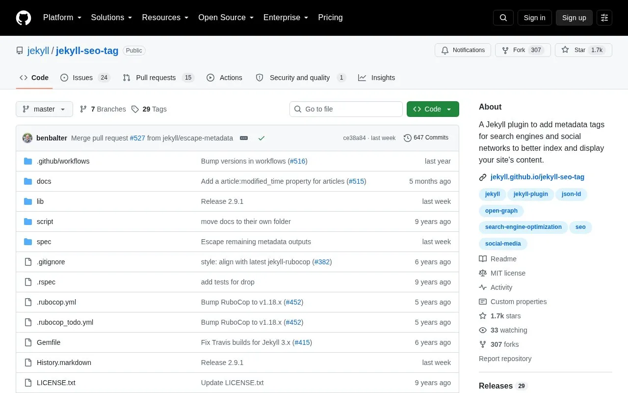 jekyll-seo-tag homepage screenshot
