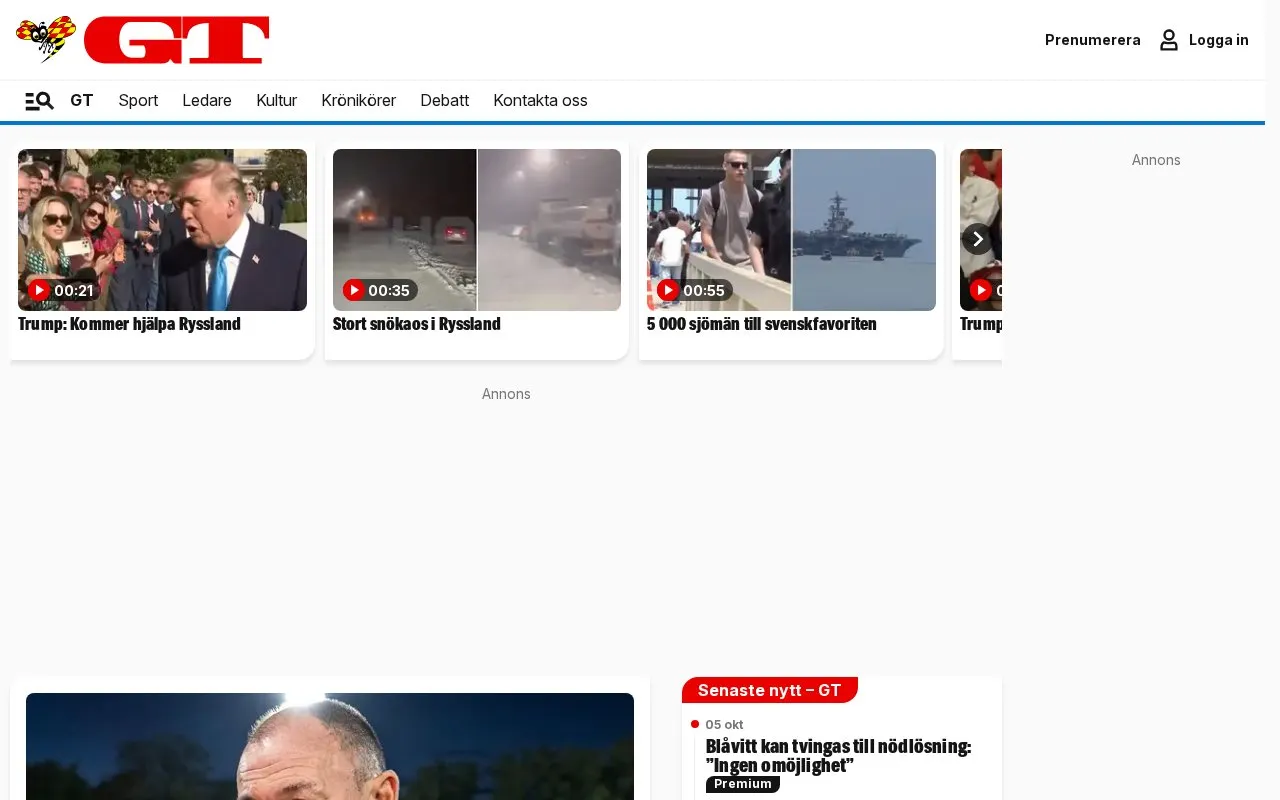 Göteborgs-Tidningen homepage screenshot