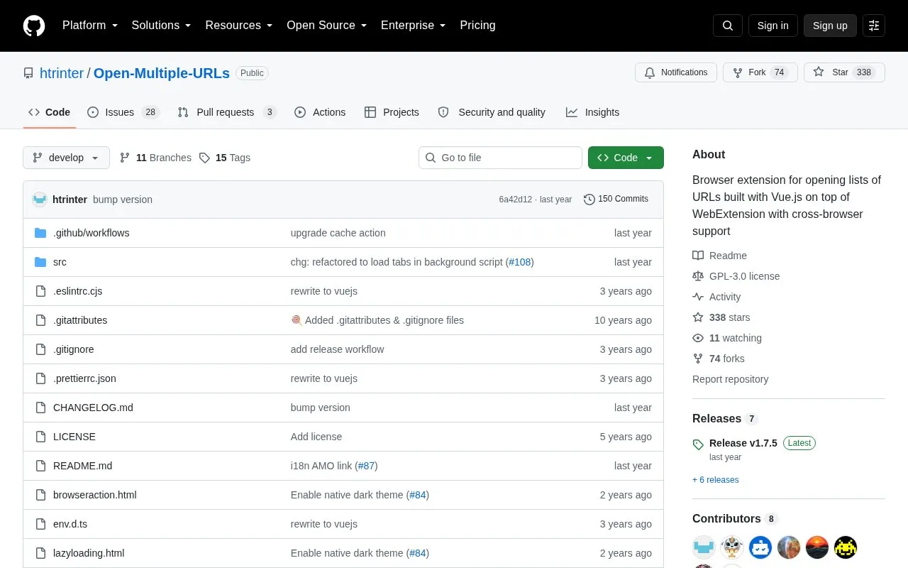 Open-Multiple-URLs homepage screenshot