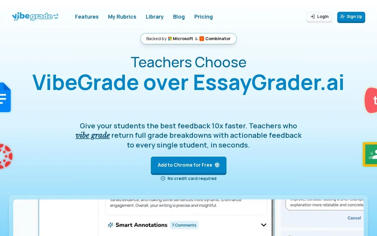 VibeGrade homepage screenshot