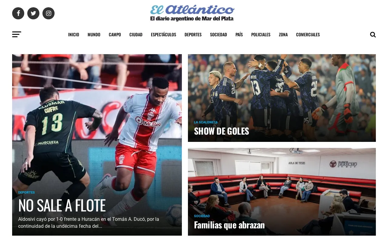 El Atlántico homepage screenshot
