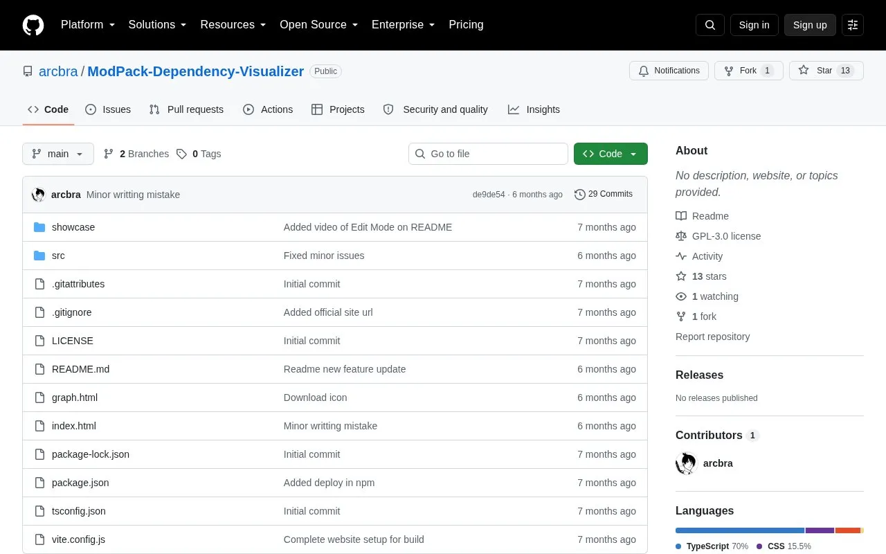 Mod Pack Dependency Visualizer homepage screenshot